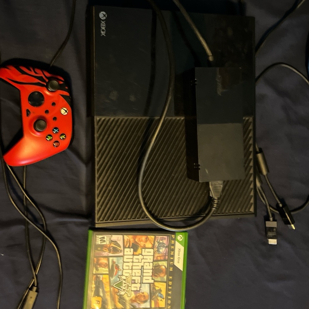 Xbox Console with Red Controller and Game Bundle